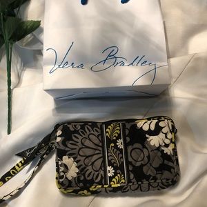 Vera Bradley wristlet grey and yellow floral